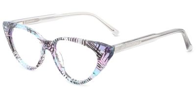 Cat Eye Prescription Glasses 21052 Floral Grey
