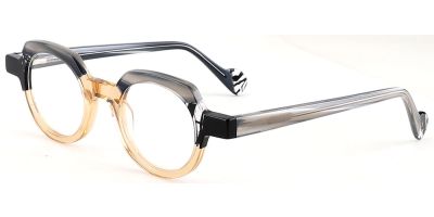 Round Prescription Glasses 21210 Grey Cream