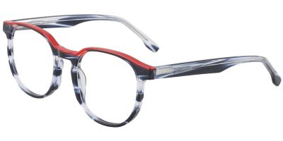 Round Prescription Glasses 21216 Red Grey