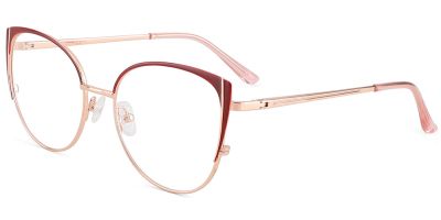 Cat Eye Prescription Glasses 23154 Red Gold