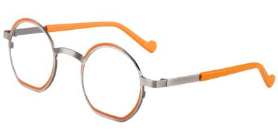Round Prescription Glasses 23215 Grey Orange