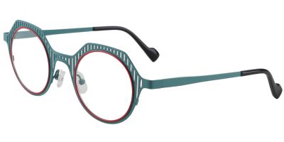 Round Prescription Glasses 23222 Green Red