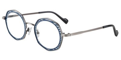 Round Prescription Glasses 23224 Grey Blue