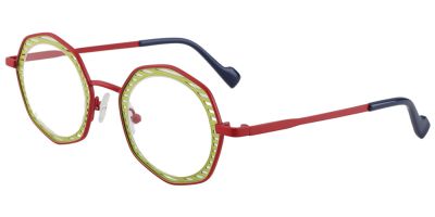Round Prescription Glasses 23224 Yellow Red