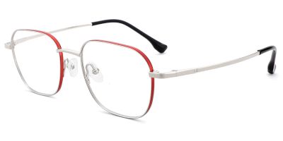 Titanium Prescription Glasses 26023 Red Silver