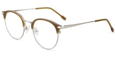 Round Prescription Glasses 35021 Brown
