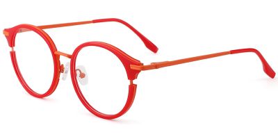Round Prescription Glasses 35034 Red