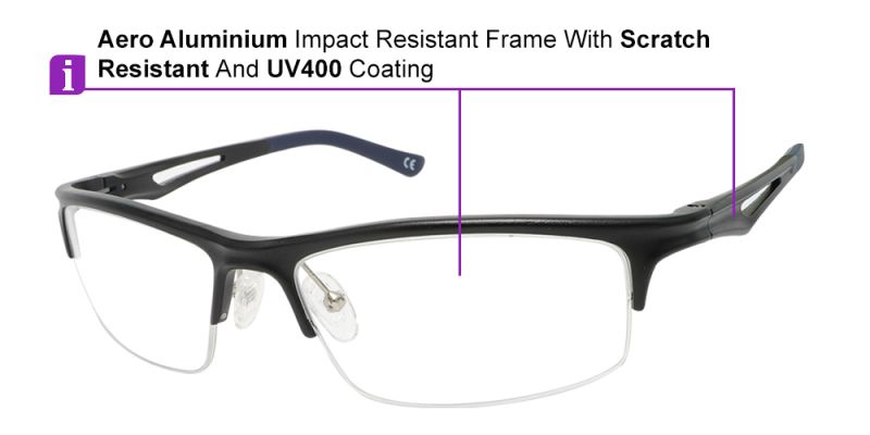 GM231 Prescription Sports & Safety Glasses Black