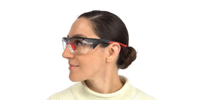 S007 Prescription Safety Glasses Black Red - ANSI Z87.1