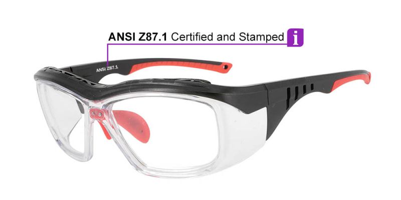 S007 Prescription Safety Glasses Black Red - ANSI Z87.1